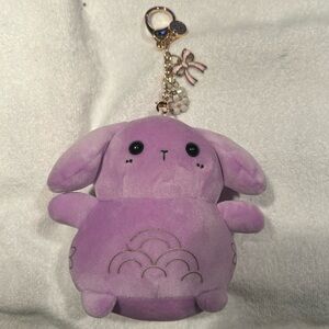 Limited Edition Tatcha Jiyu Chan Purple Bunny Plush Keychain with Charms